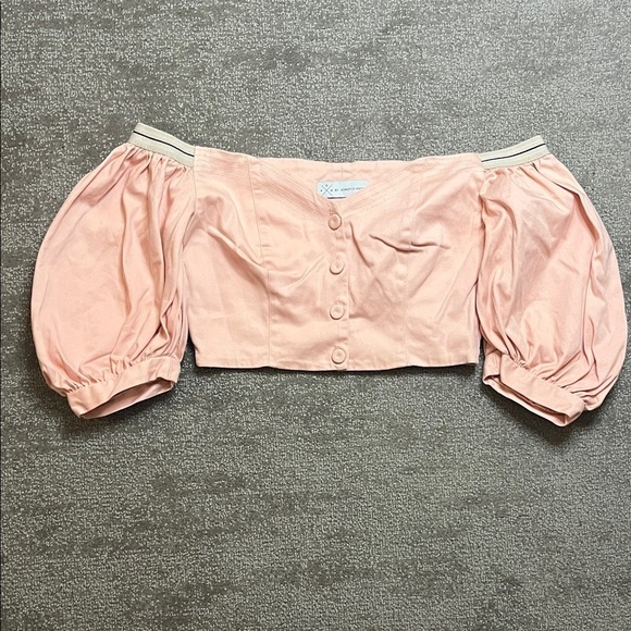 goretty medina Tops - Goretty Medina Pink Crop Balloon 3/4 Length Sleeves Size S